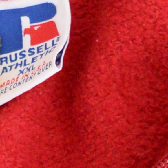 Vintage 90's Russell Athletic Zip Up Hooded Red Sweater  XXL Made In U.S.A. - Picture 5 of 12